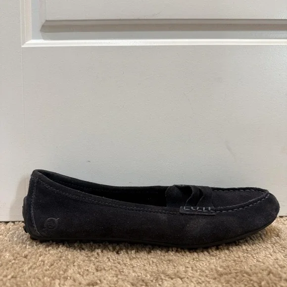 Born Shoes Womens Size 7.5 Blue Suede Driving Loafers Slip On Comfort Casual - Picture 1 of 8